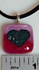 Made In USA Fused Glass Pendant with 18″ Soft Leather Necklace P13