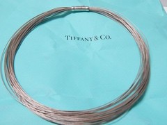 RARE TIFFANY STERLING SILVER MULTI WIRE CHOKER COLLAR NECKLACE VELVET CASE + BAG