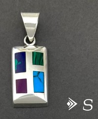 SILPADA Heavy Sterling Silver TURQUOISE-SUGALITE-MALACHITE-AZURITE Pendant~P0075