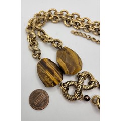 Designer Studio OOAK Statement Necklace Tigers Eye Stone Y Rolo Infinity Snake