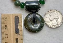 India Agates beads Hand made with Serpentine stone, adjustable necklace.