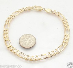 8″ 6mm Ladies Royal Figaro Bracelet Real Solid 14K Yellow Gold Great Gift Idea