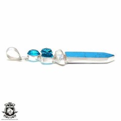 4 Inch Stabilized Reconstituted Turquoise Pendant 4mm Snake Chain P7795