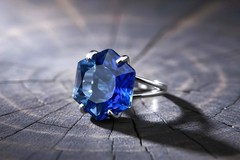 Sterling Silver Sapphire Ring Hexagon Cut Solitaire 16mm Birthday Gift