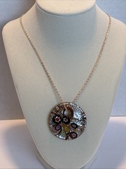 Artisan Dichroic Glass Shimmer Kaleidoscope Swirl Pendant Necklace