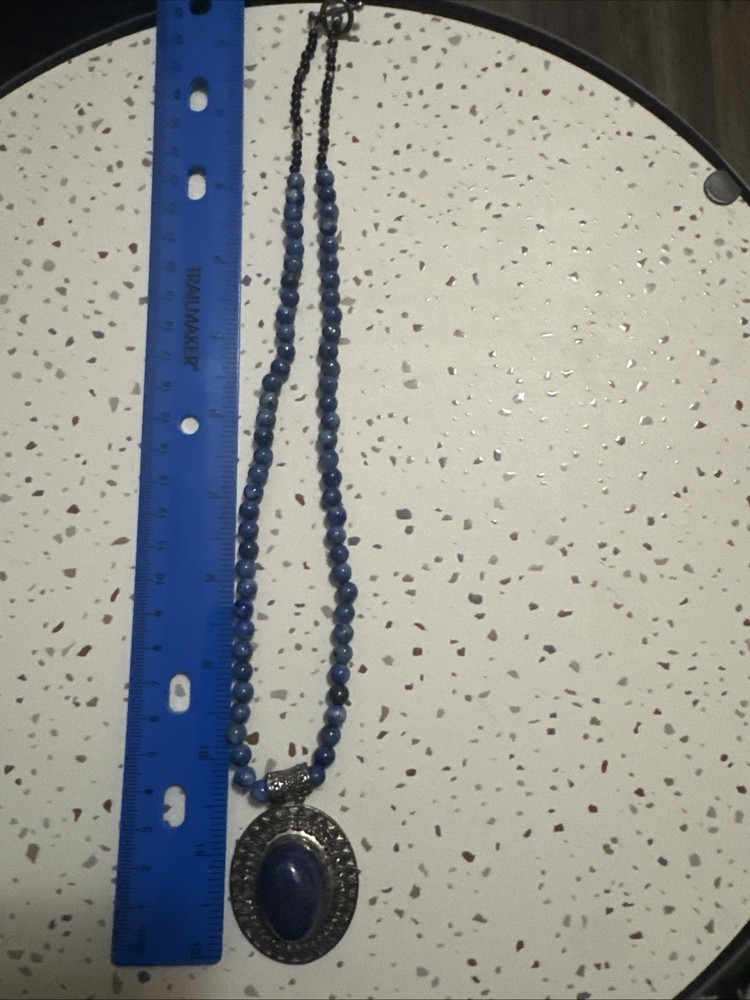 Lapis Lazuli Beaded Pendant Necklace