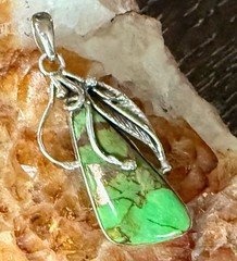 Green Mojave Turquoise and .925 Sterling Pendant!