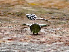 Recycled Early 1900’s Olive Wine Bottle Sterling Silver Botanical Leaf Ring