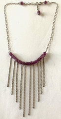Sterling Silver Genuine Ruby Bead Dangle Chain Waterfall Necklace 16 – 18 Inch