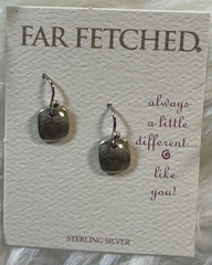 NEW Vintage FAR FETCHED Blank Rounded Square Tabs EARRINGS .925 Sterling Silver