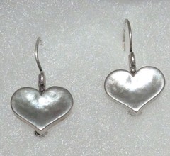 Shablool Didae Sterling Silver 925 Hammered Puffy Heart Drop Earrings Israel