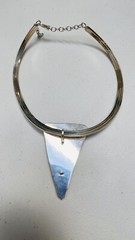 Artisan Art Glass pendant W/ Heavy Choker Sterling Silver Necklace 106g