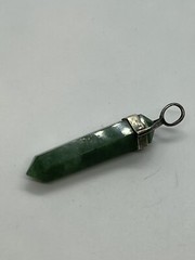 Sterling silver double point green crystal healing stone pendant for necklace