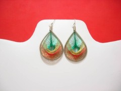 PERUVIAN EARRINGS, METALLIC THREAD EARRING HANDMADE Small Size #245112