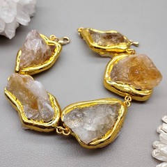 27x34mm Real Citrine Rough Raw Cuff Bangle Bracelets