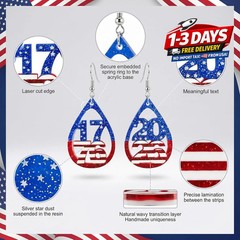 250th Anniversary Dangle Earrings Set, Patriotic Design Jewelry