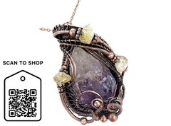 Amethyst Crystal Wire Wrapped Necklace in Bronze with Citrine Nuggets