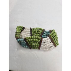 Handmade Colorful Beaded Bracelet – Green Blue & White – Boho Chic Jewelry