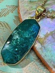 Charles Albert Green Jasper & Alchemia Gold Handcrafted Artisan Pendant Necklace