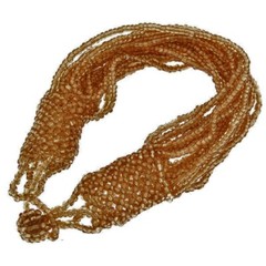 Handmade Bracelet GLASS BEADS SPARKLING GOLD Tone Bohemian 20 Strands 7 inch