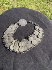 Antique Guatemalan coin bracelet 51 COIN 1890s 1/4 Reals 900 silver Carrera Peso