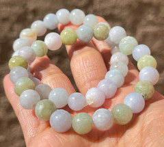 Natural Burmese Jadeite Beaded Bracelet – Untreated Grade A, Multi-Color, 8.5-9.