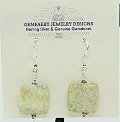 Sterling Silver Natural FOSSILIZED CORAL Dangle Earrings #2129…Handmade USA