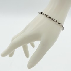 Delicate Artisan Crafted 950 Sterling Silver Bracelet 7” Paper-Clip Figaro Chain
