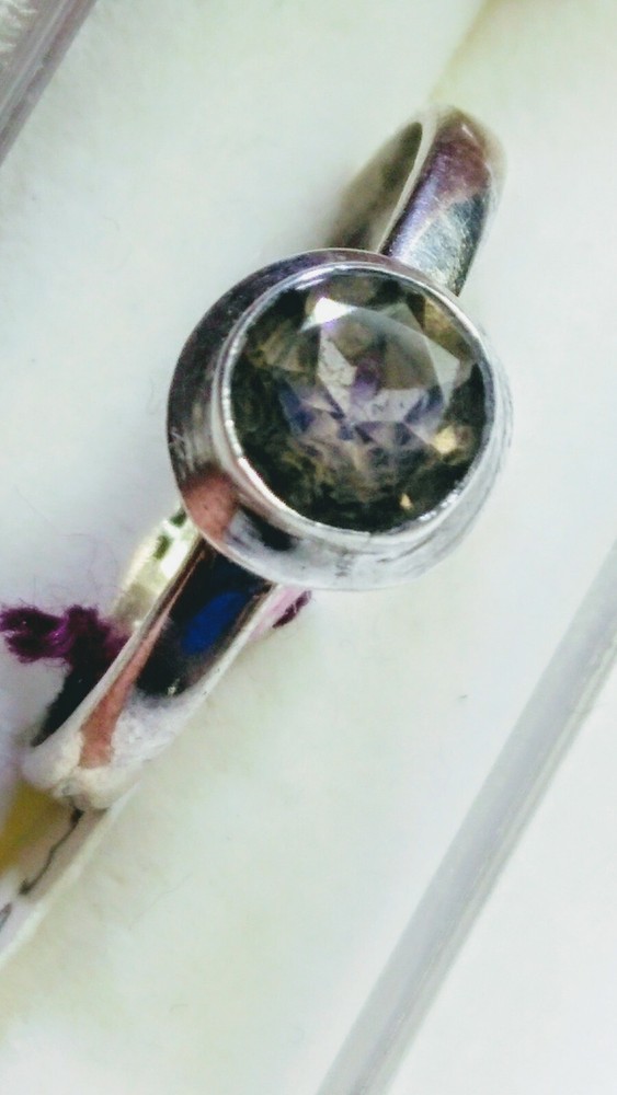 CUTE NATURAL SMOKY QUARTZ IN.925 STERLING SILVER RING IN SIZE 9.25-9.5!