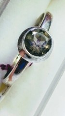 CUTE NATURAL SMOKY QUARTZ IN.925 STERLING SILVER RING IN SIZE 9.25-9.5!