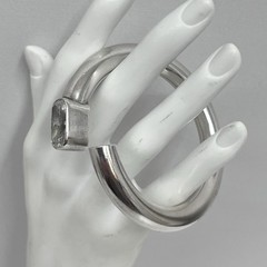 Vintage Signed Sterling CZ Bypass Bracelet Weighs 41 Grams Tubular Hallmarked