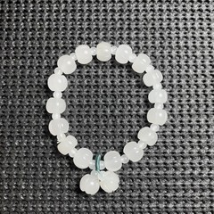 Natural White Jade Handmade Pumpkin Bead Bracelet Gift for Women Healing 9mm
