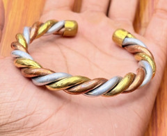1Pc Pure Ashtadhatu Copper Brass Silver Healing Bangle Cuff Bracelet Spiritual 3