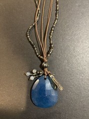 Retired Silpada INDIGO MOOD Blue Quartzite Abalone & Seed Bead Necklace N2227