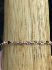 Rainbow tourmaline 7” 99.9% copper wire beaded beads handcrafted handmade dainty