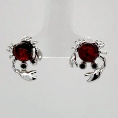 Cognac / Brown BALTIC AMBER Carb Earrings 925 STERLING SILVER Poland #5347e