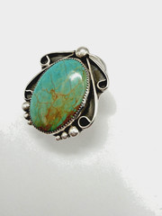 Sterling Silver Scarf Slide Bolo Slide Royston Turquoise Southwestern Style