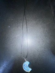 Moonstone Necklace 2in Moon Pendant Tree Details On Thin Black 30in Cord Boho