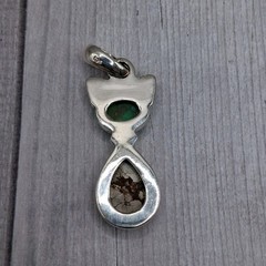 Sterling Silver Cat Pendant Green Mojave Turquoise Wild Horse Southwestern