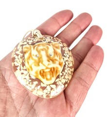 Sobral Atelie Africa Tiger Inclusion Rhinestone Eye Artist Made Pendant Necklace