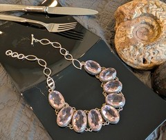 Pink Kunzites in 925 Sterling Silver Necklace ~ Cleaned, Polished ~ Dinner Date