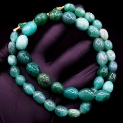 Exclusive 384.00 Cts Beautiful Green Emerald Beaded Necklace Jewelry VK 30 E594