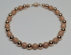 14K Rose Gold-Filled Stardust/Smooth 6mm Bead Fashion Luxury Magnetic Bracelet