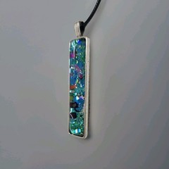 Unique OOAK Statement Art Under Glass Pendant Necklace On Cord. Handmade.