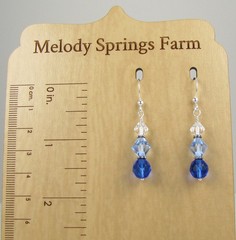 Blue Crystal Earrings, Antique-silver-plated Pewter, Sterling 925, Gift Box