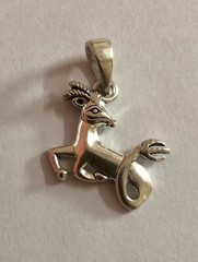 Artisan Crafted 925 Sterling Silver DEER STAG FAWN Pendant Oxidized Handmade F/S