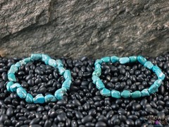 TURQUOISE Crystal Bracelet – Nugget Chip Beads – Beaded Handmade Jewelry, E2185
