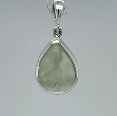 Green Drop / Pear / Teardrop PREHNITE Pendant 925 STERLING SILVER Natural #64e