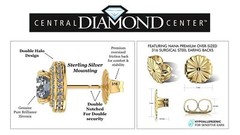 Yellow Gold Plated Sterling Silver Round Halo Stud Earrings With 4.5ct. Zirconia