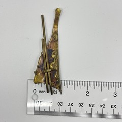 Czech Early 90s Brutalist Constructivist-inspired Brass Brooch Pin